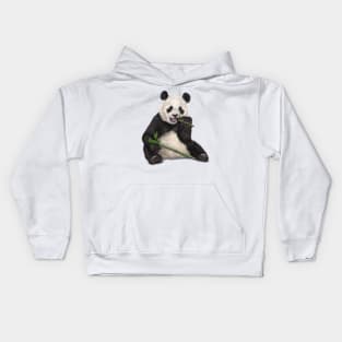 Panda Eating Bamboo Breakfast Kids Hoodie